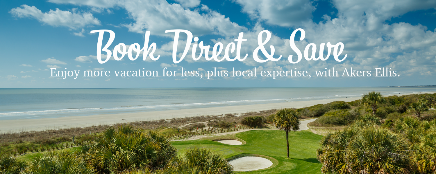 Photo of the beach with text that says Book Direct and Save